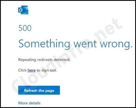 how to fix 500 repeating redirects detected|Can't log in to Outlook web (OWA) .